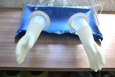 Matériel de PVC d'isolant de pyramide de sac d'essai de boîte à gants de laboratoire dans le bleu